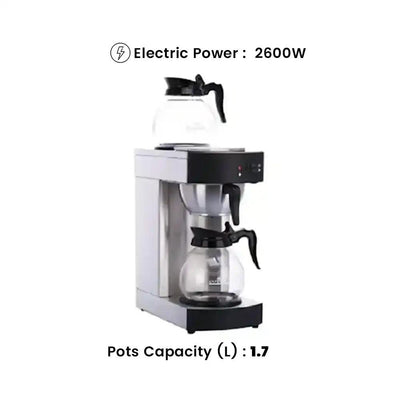 THS HCB-A Electric 2600W Coffee Machine With 2 Glass Pots 1.7 liter - HorecaStore