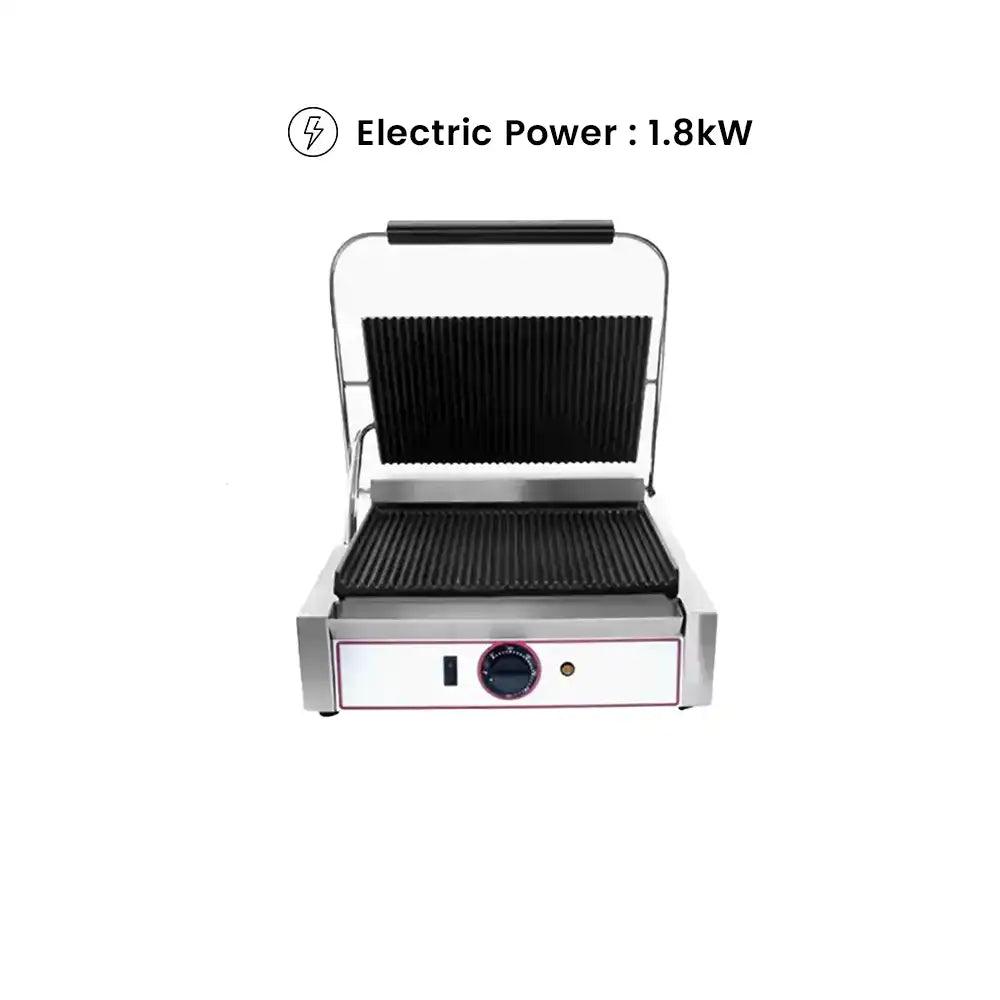 Beckers R1 Electric Single Grill Top And Bottom Ribbed Cast Iron Plates, Power 1.8 kW - HorecaStore