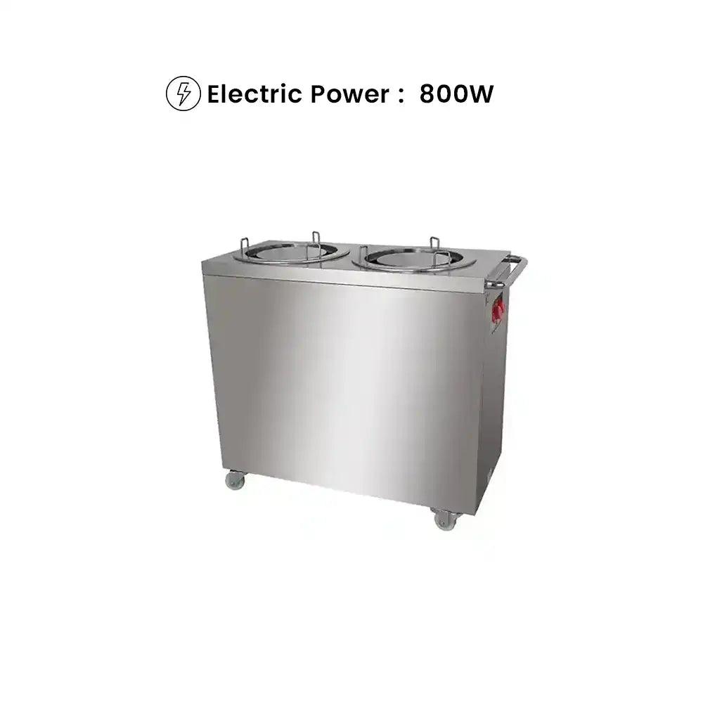 THS B005-2 Electric 800W Double Plate Warming Cart, 103 X 48 X 90 cm - HorecaStore