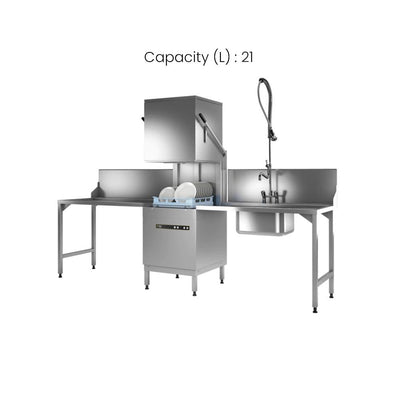 Hobart ECOMAX H604 Hood Type Dishwasher 21 Liter Tank 11.5 kW 1HP - HorecaStore