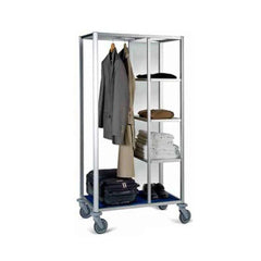 WheelMate Relocation Trolley L 92.5 x W 57 x H 171 cm, 3 Tiers, 1 Base Carpeted, 1 Built In Clothes Hanger, Silver