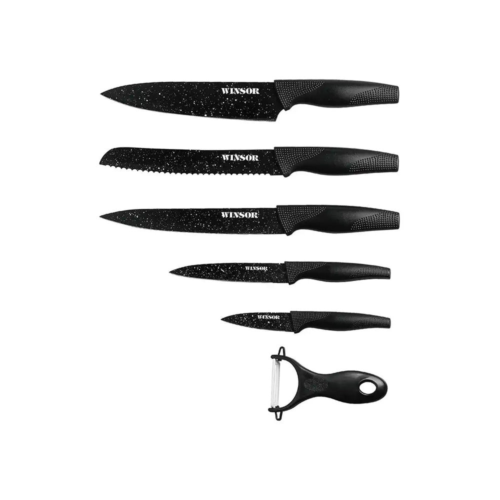 Winsor Non Stick Black  Knife Set, 6 pc