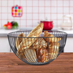 Wire Metal Fruit Basket, L 28 x W 28 x H 7.5cm, Display Basket, Bread Basket, Color Black