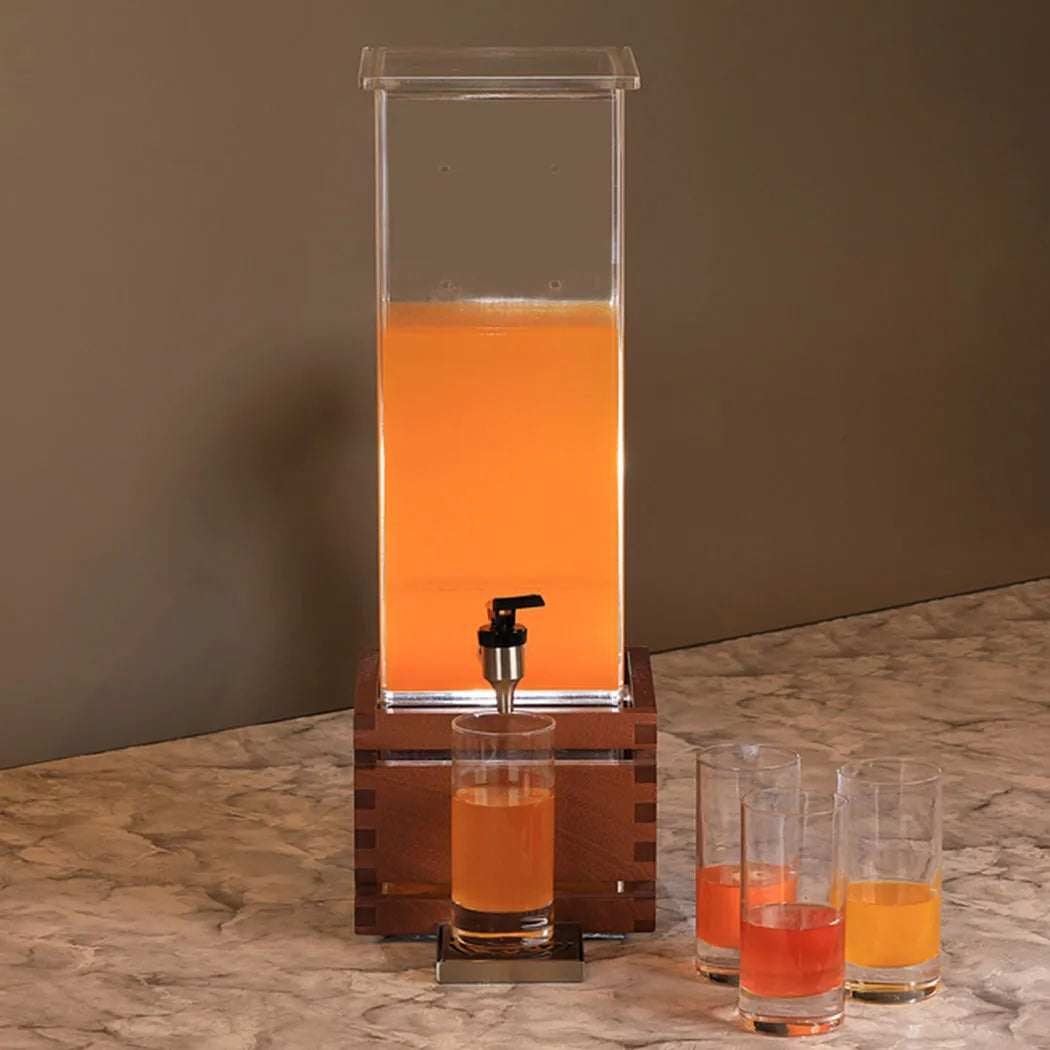 Wundermaxx Acrylic Juice  Dispenser, Wooden Base,  21 x 27 x 60 cm