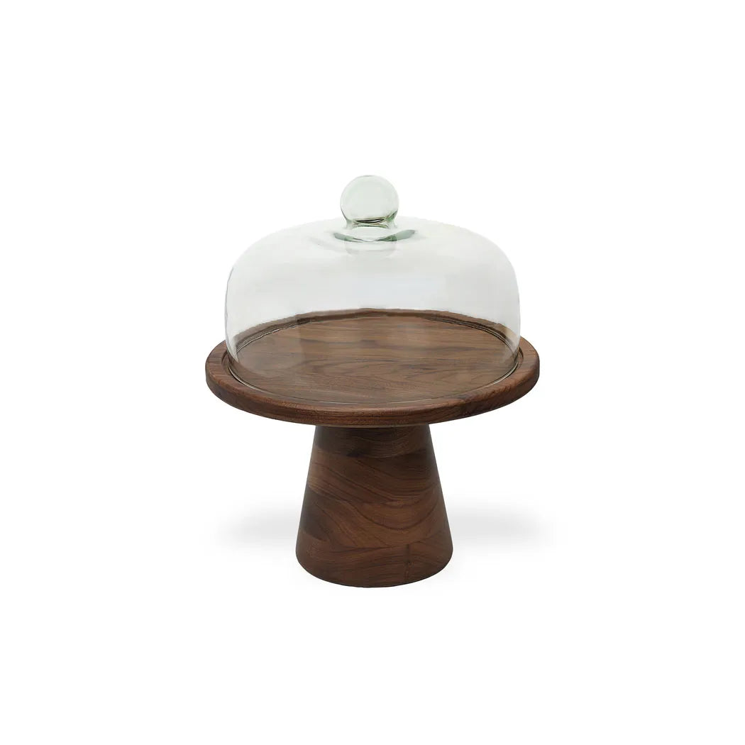 Wundermaxx Wooden Cake Stand, Ø 32 x H 21 cm, Walnut