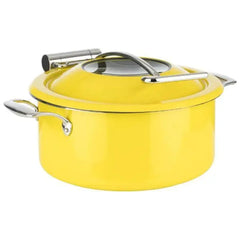 Wundermaxx Lächeln Induction Chafing Dish Set  with Glass Lid (Pot+Lid+Insert) ø 30 x H 18.5 cm,  Capacity 4 Litres, Color Yellow