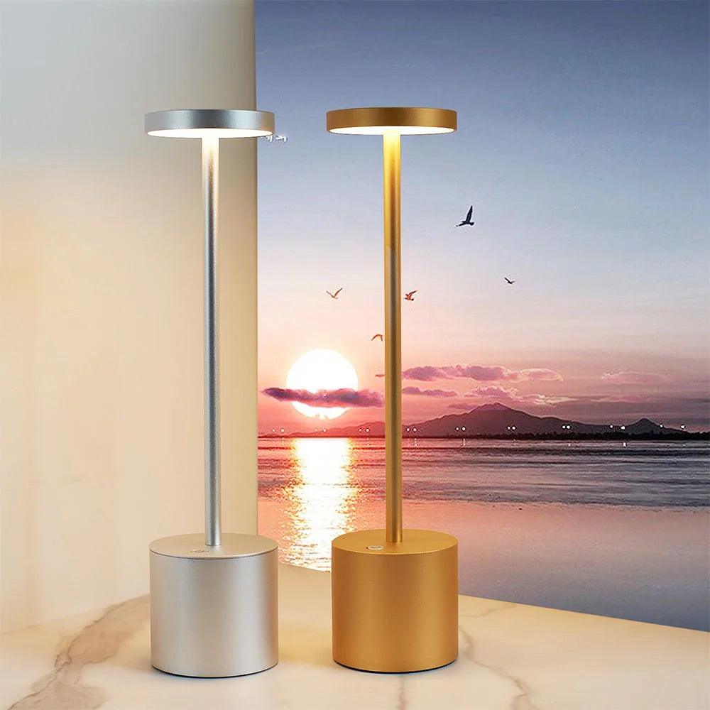 Wundermaxx Rechargeable Gold Cordless Tall Tower Table Lamp With Adjustable Height, 8 X 26-36 cm - HorecaStore