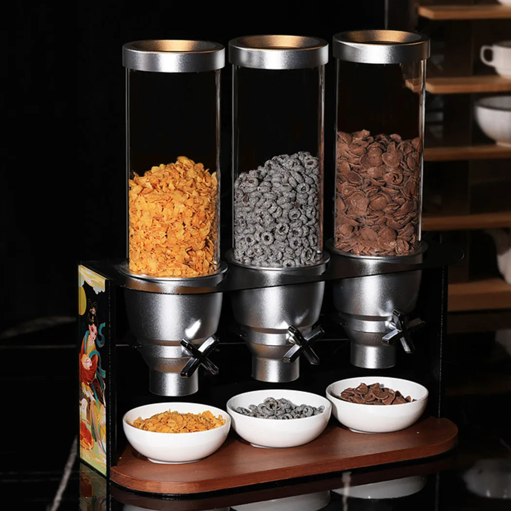 Wundermaxx Stainless Steel Triple Cereal Dispenser, 3 x 5 Liters