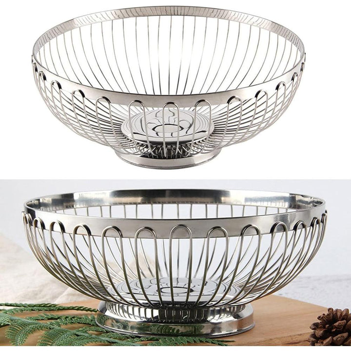 Wundermaxx Stainless Steel Vegetable and Fruit Wire Basket Mirror Finish, Ø 21CM, H 9.5CM - HorecaStore