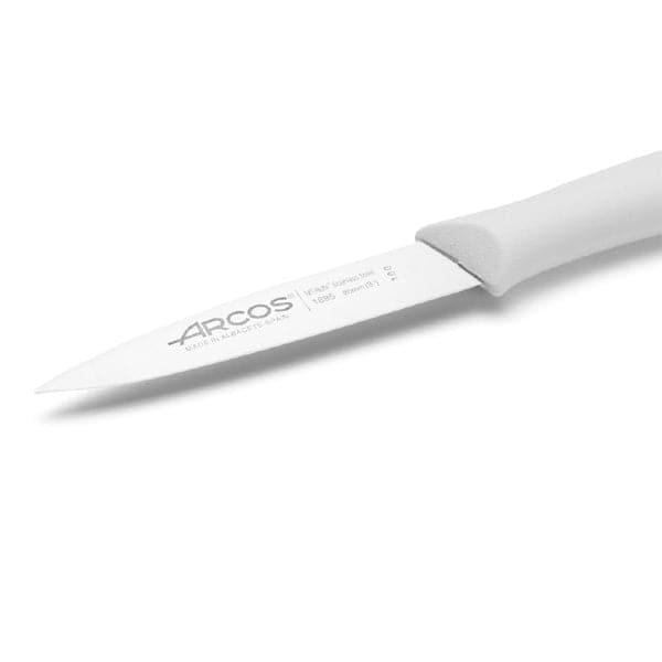 Arcos Paring Knife 3 Inch Stainless Steel, Professional Kitchen Knife for Peeling Fruits and Vegetables. Ergonomic Polyoxymethylene Handle and 85mm Blade, Series Maitre, Color White - thehorecastore