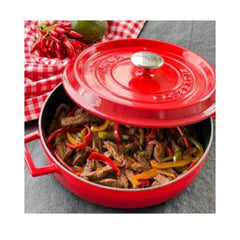 Lava Multipurpose Casserole, Round Ø 28 cm, 3.51 Litres, Enameled Cast Iron, Self Handled, Color Red