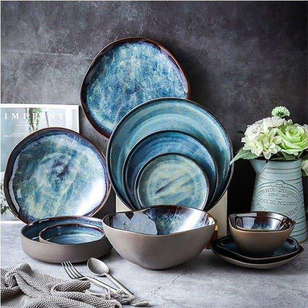 Furtino England Ocean 10"/25cm Blue Porcelain Irregular Deep Plate 6/Case - thehorecastore