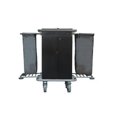 VM Signature 700 Hotel Housekeeping Trolley Small L 70 x W 50 x H 130 cm, 2 Adjustable Shelves, 3 Compartments, Beechwood