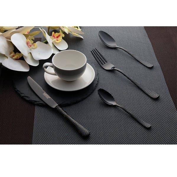 Furtino Hamford Dessert Spoon Black Mirror 18/10 Stainless Steel Dessert Spoon 4 mm, Pack of 12